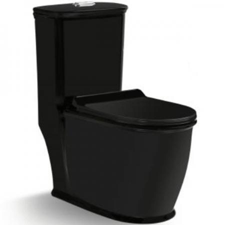 SantiLine SL-5019MB Унитаз напольный, безободковый, МОНОБЛОК чёрный матовый (сиденье микролифт) Арма